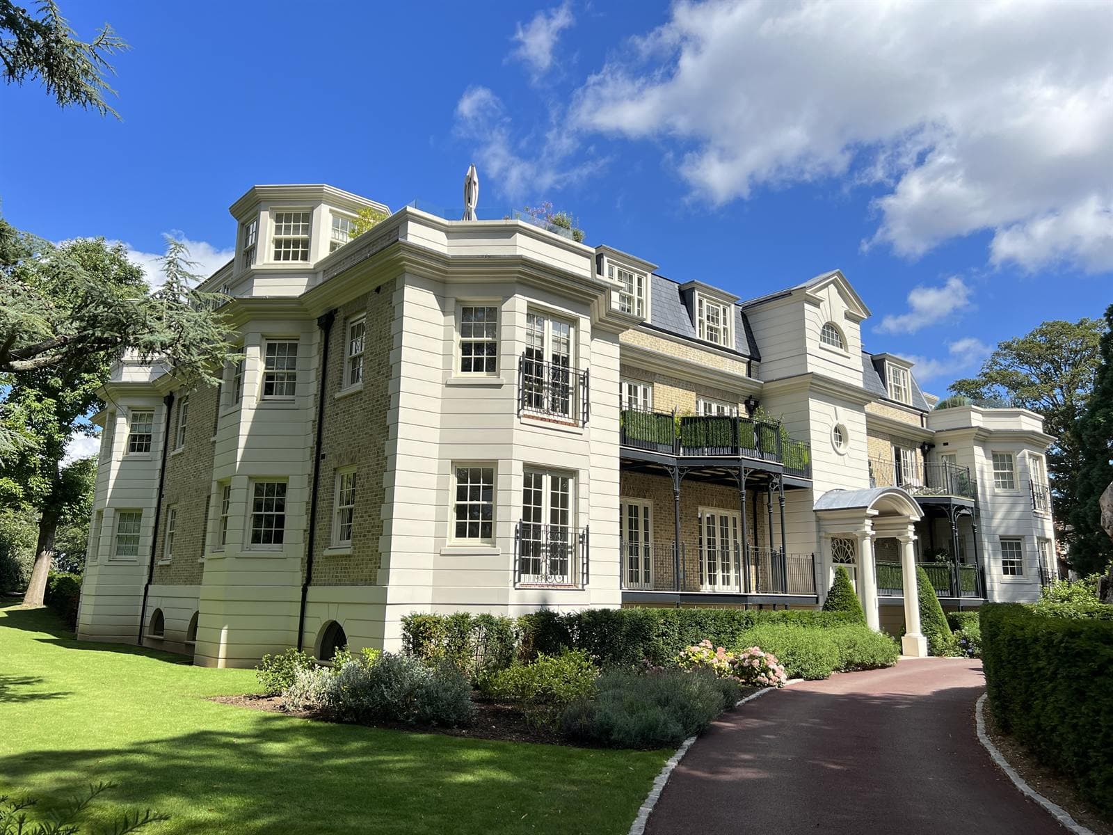 Front elevation with ashlar render, cornices and quoined bays