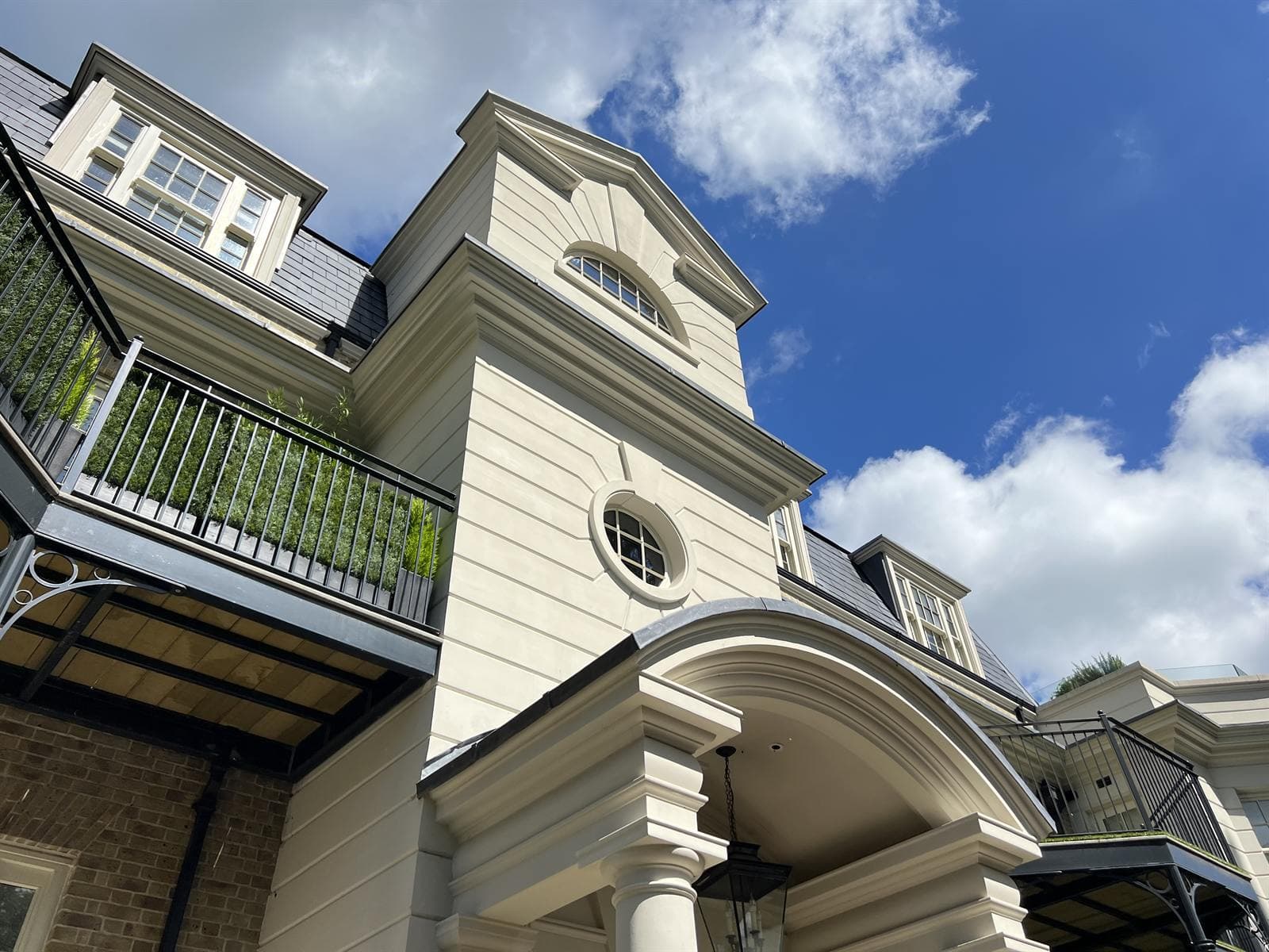 Entrance canopy and dormer detail